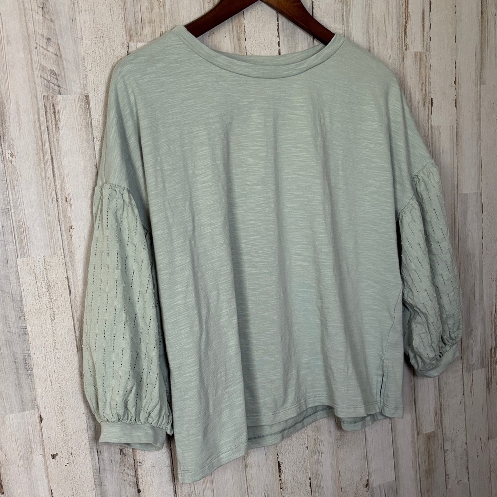 Chenault Sage Green Balloon Sleeve Pullover